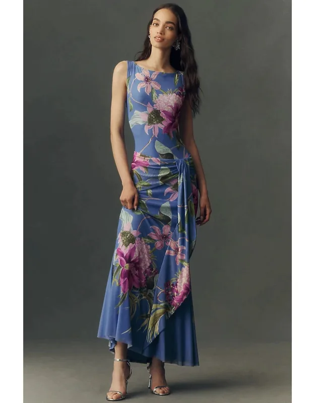 Draped Low-back Maxi Dress