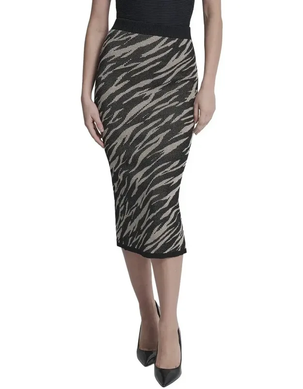 Pull-on Pointelle Jacquard Sweater Skirt