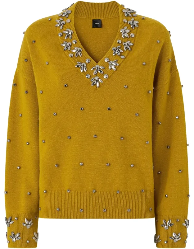 Crystal V-neck Wool-cashmere Sweater