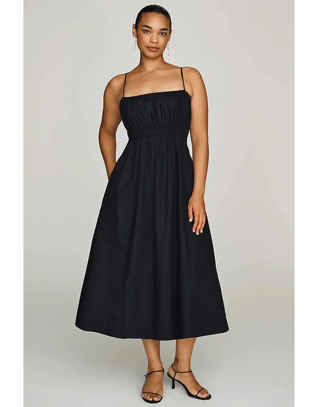 Cotton Ruched Midi Dress