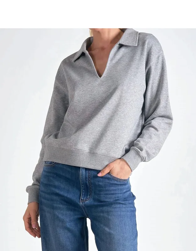 Collared V-neck Sweatshirt