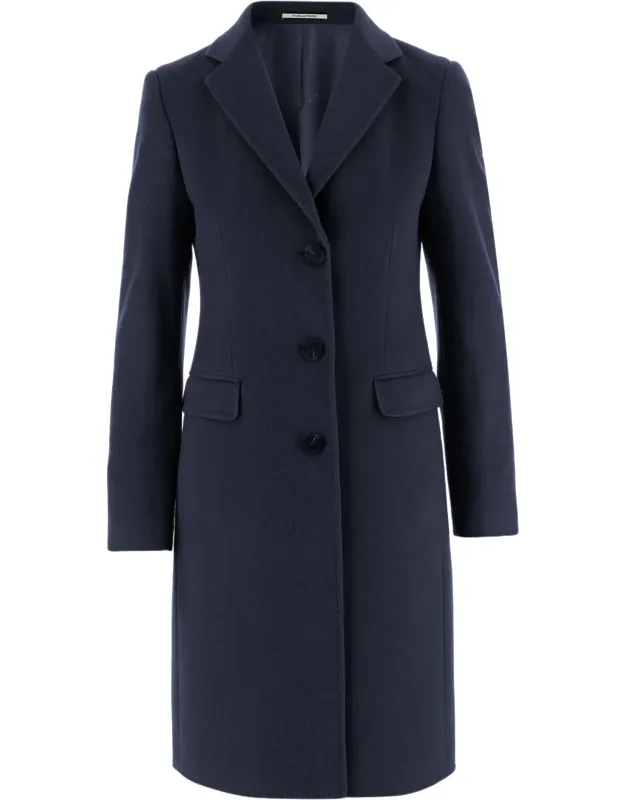 Cashmere Coat With Lapel Collar And Buttoned Cuffs