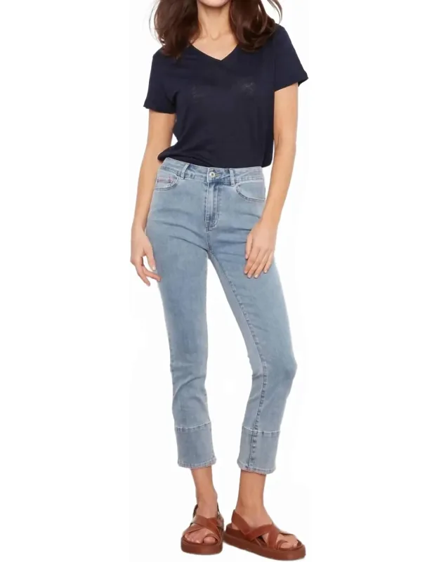 Slim Leg Jeans With Blanket Stitch Hem