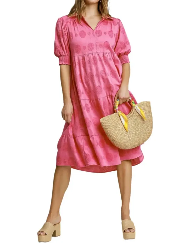 Jacquard Tiered Midi Dress