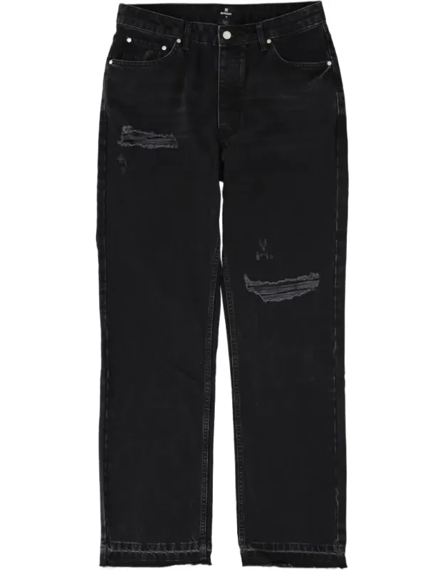Distressed Frayed Straight-leg Jeans