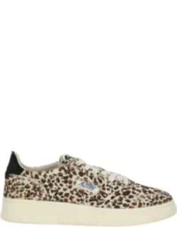 Animal Print Pony Leather Low-top Sneakers