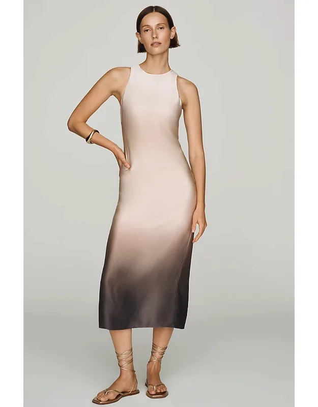 Satin Ombré Midi Dress