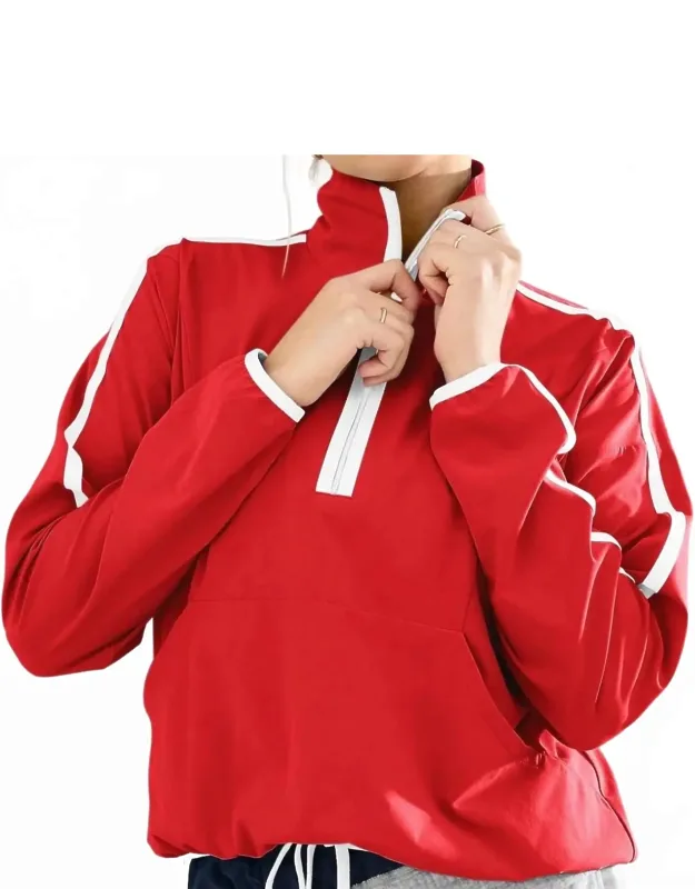 Stretch Woven Course Contrast Half Zip Pullover