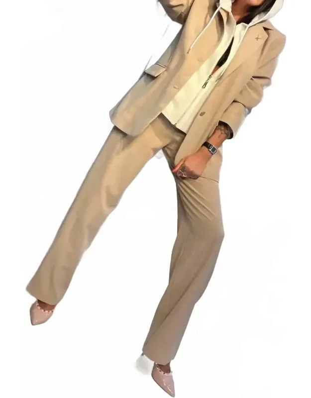 Two-piece Suit With Hooded Blazer
