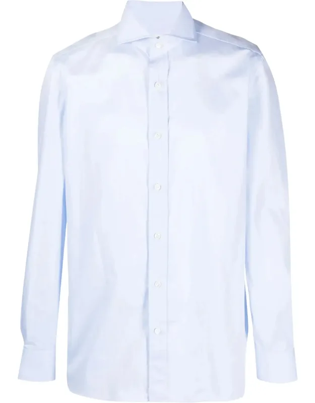 Tailored Cotton Shirt With Classic Collar And Structured Cuffs