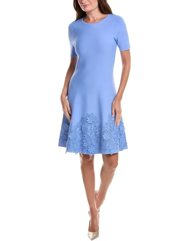 Knit Lace Hem A-line Dress