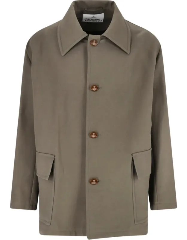 Pointed Collar Cotton-blend Jacket
