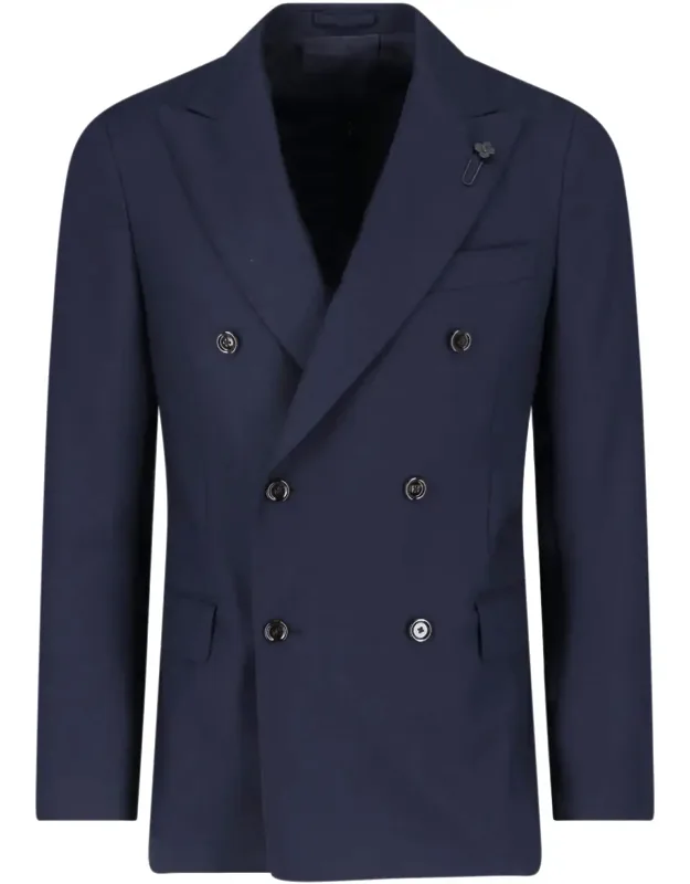 Tailored Double-breasted Peak Lapel Blazer