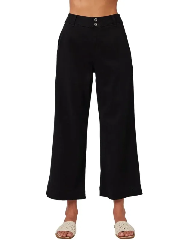 Saige Wide Leg Crop Pant With Double Buttons And Slant Pockets