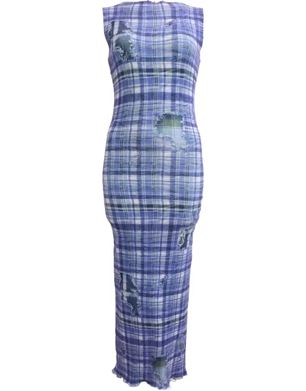 Printed Ribbed-knit Midi Dress
