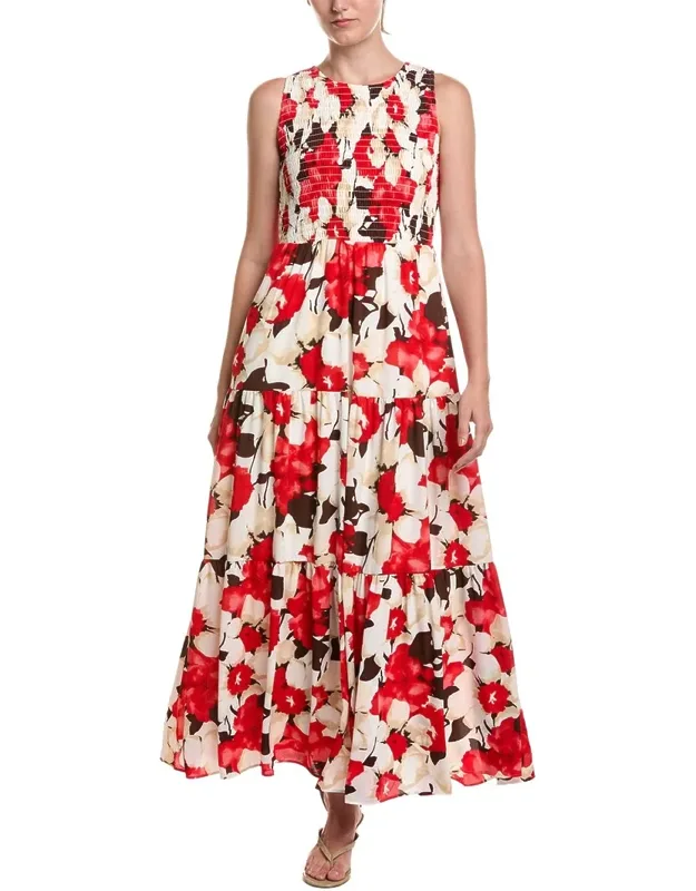 Smocked Bodice Tiered Maxi Dress