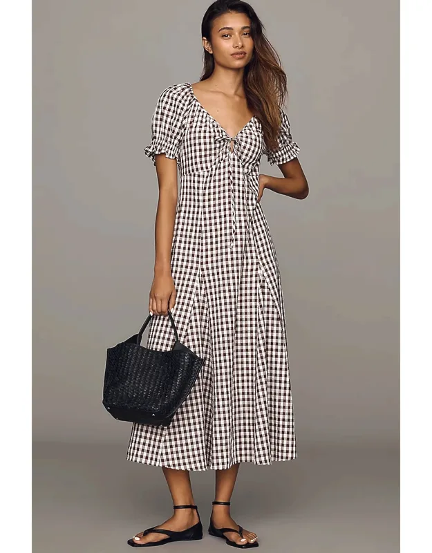 Puff Sleeve Midi Dress