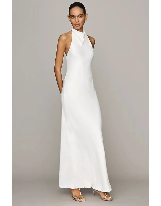 Satin Halter Maxi Dress