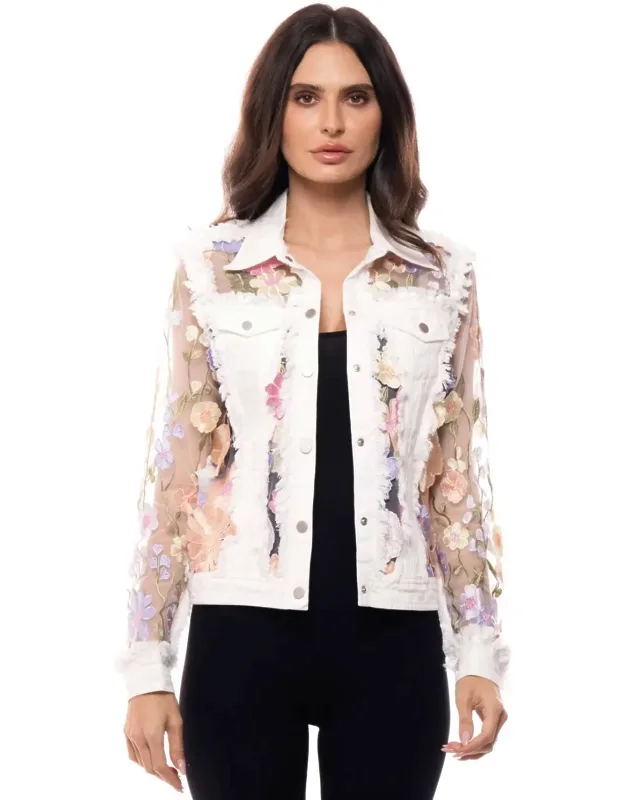 Embroidered Denim And Lace Jacket