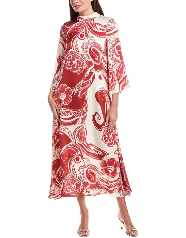 Twill Paisley Print Midi Dress