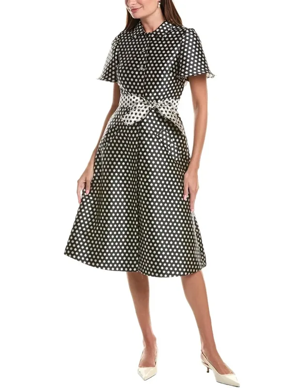 Polka Dot 3-rhinestone Button Dress