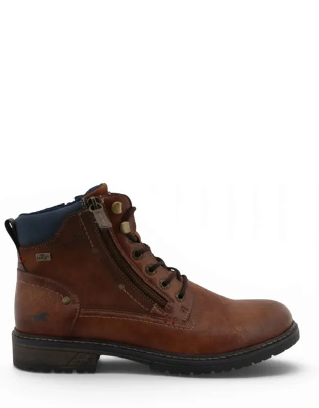 Faux Leather Winter Lace-up Ankle Boots