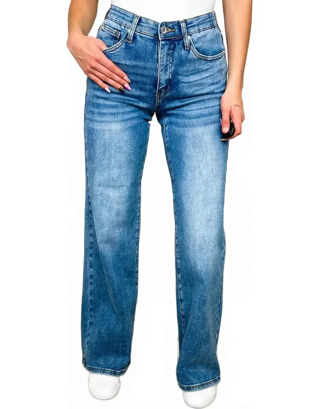 Tummy Control Mid-rise Wide Leg Jeans