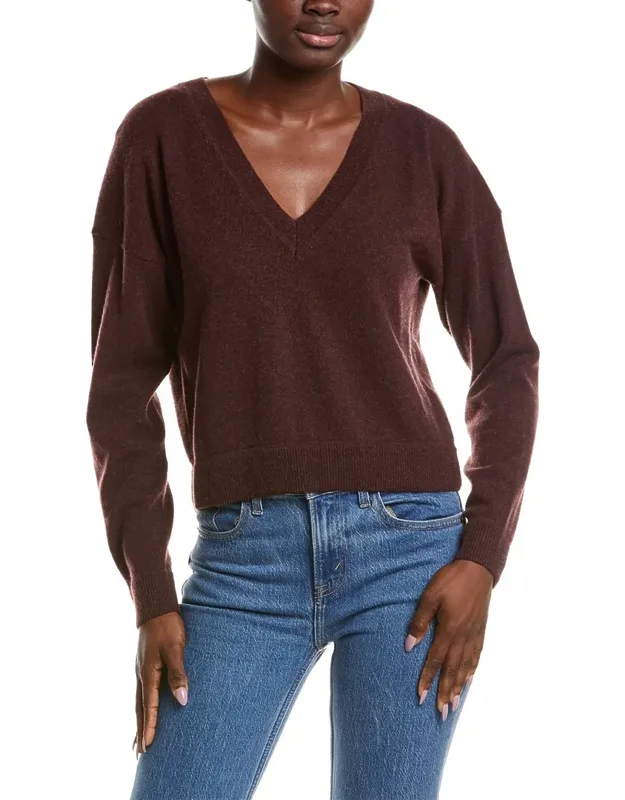 Cashmere Cropped V-neck Pullover