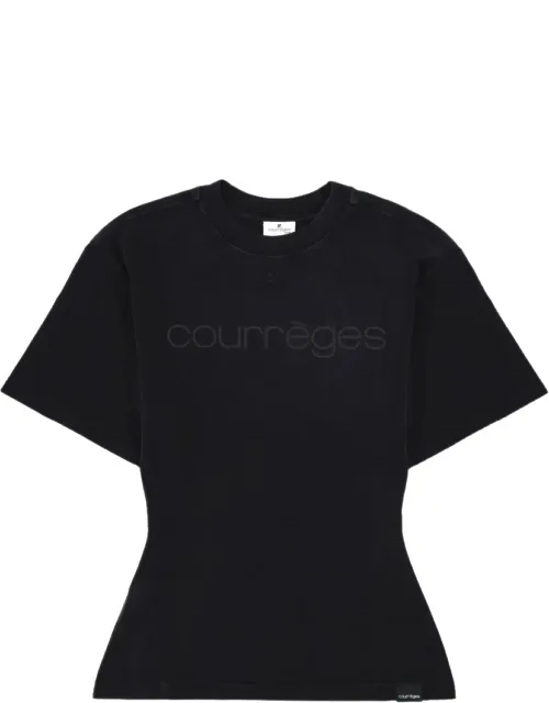 Fitted Embossed Logo Cotton T-shirt