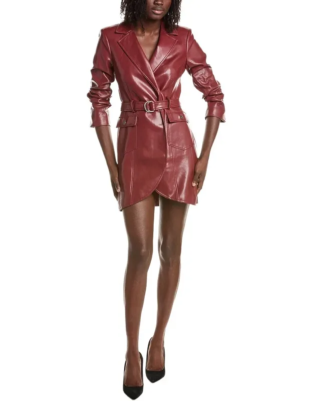 Cinq à Sept Mini Dress With Vegan Leather Construction And Belted Waist