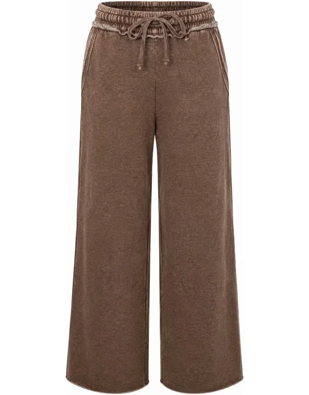 Acid Wash Fleece Palazzo Sweatpants