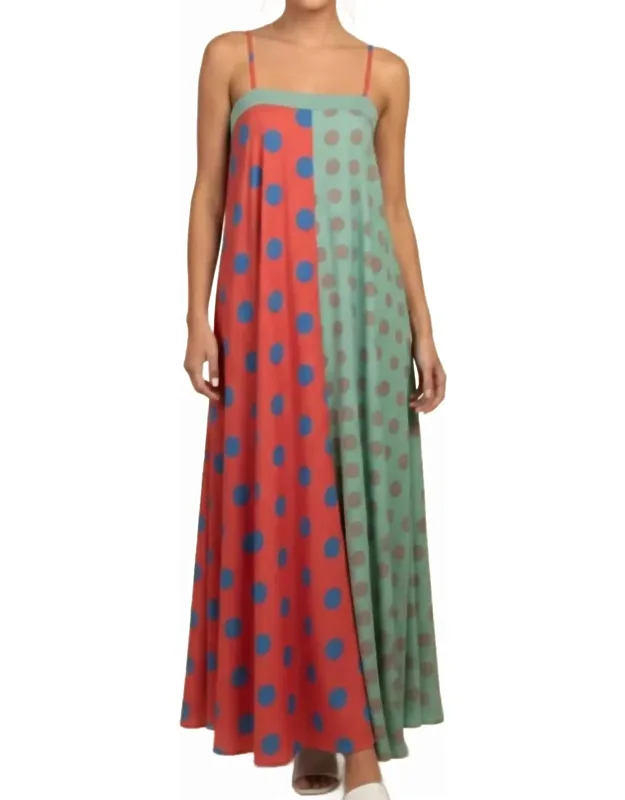 Polka Dot Chiffon Maxi Dress