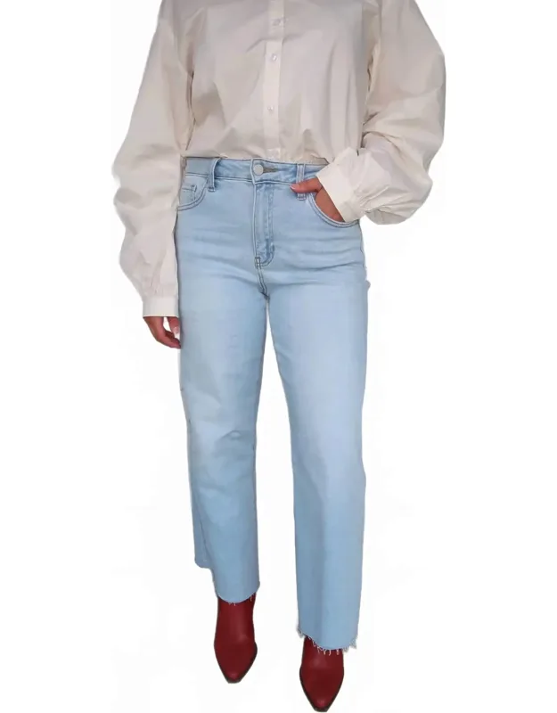 Distressed Hem Straight Leg Jeans