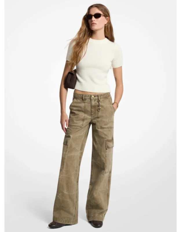 Garment-dyed Denim Cargo Pants