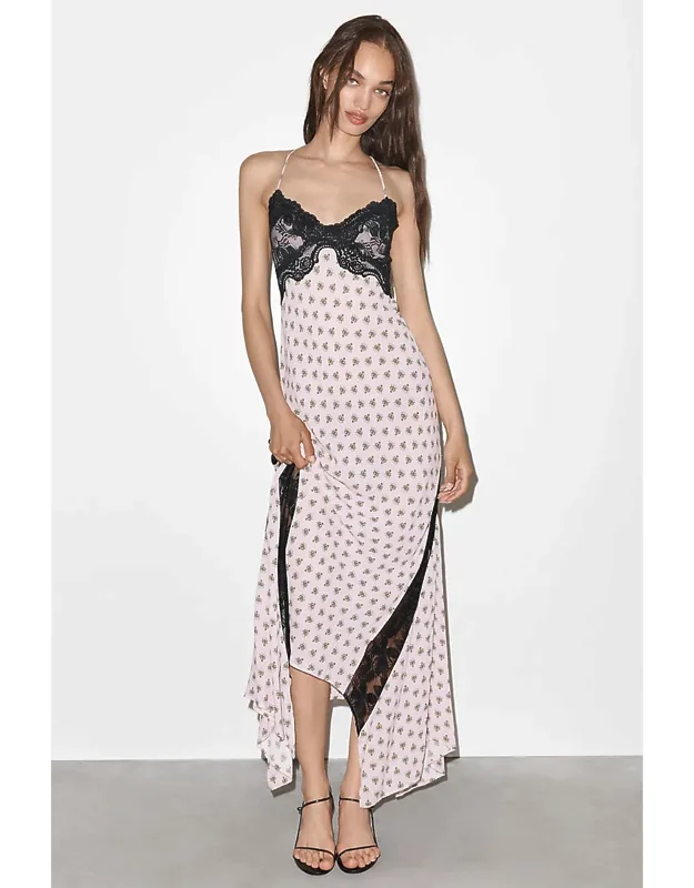 V-neck Lace Midi Dress