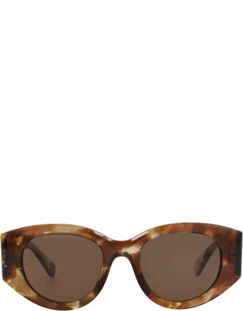 Round-frame Recycled Acetate Sunglasses With Saddle Nose Bridge And Protective Designer Case