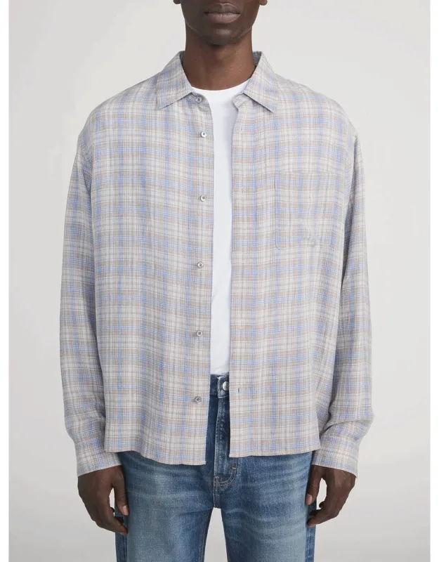 Linen Blend Plaid Shirt