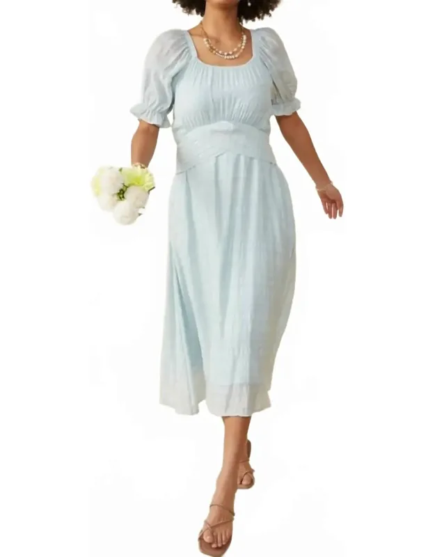 Textured Tie Waist Square Neck Dress