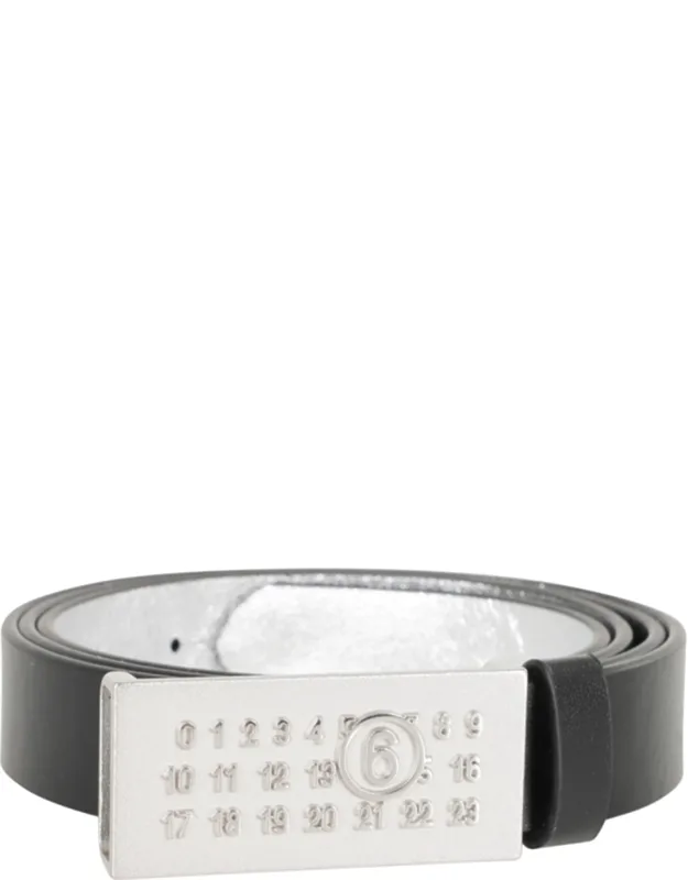 Numeric Silver Buckle Leather Belt