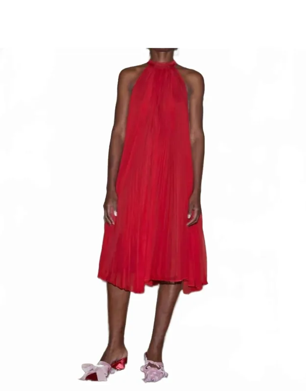 Pleated Chiffon Halter Dress
