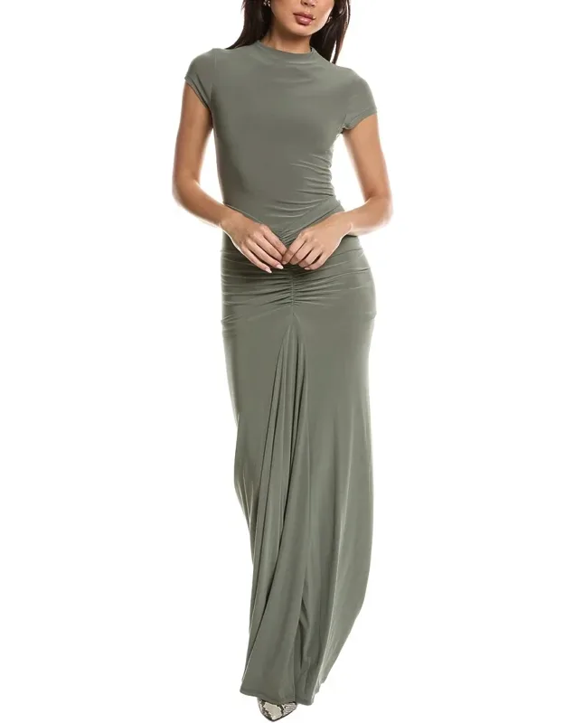 Short Sleeve Solid Maxi Dress