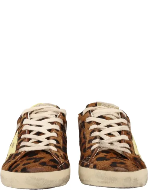 Leopard Print Leather Sneakers