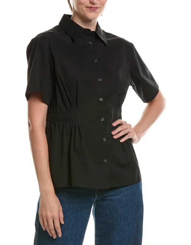 Pleated Waist Button-up Shirt