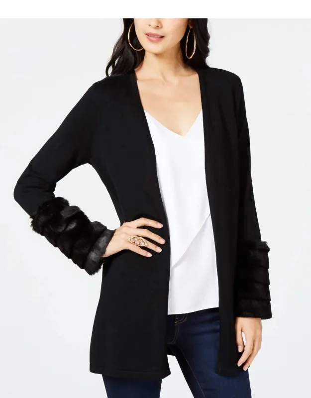 Faux Fur Cuff Cardigan