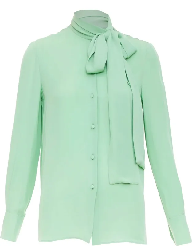 Silk Crepe Pussy Bow Blouse