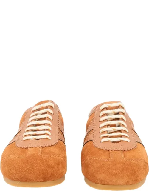 Warm Earth-tone Suede Cream Laces Sneakers