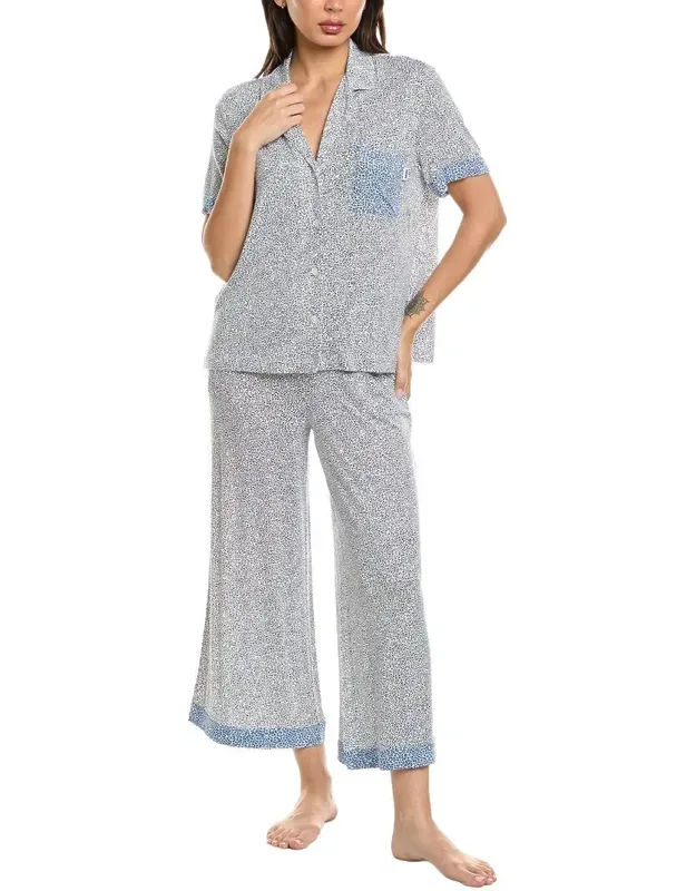2pc Notch Top & Crop Pants Sleep Set