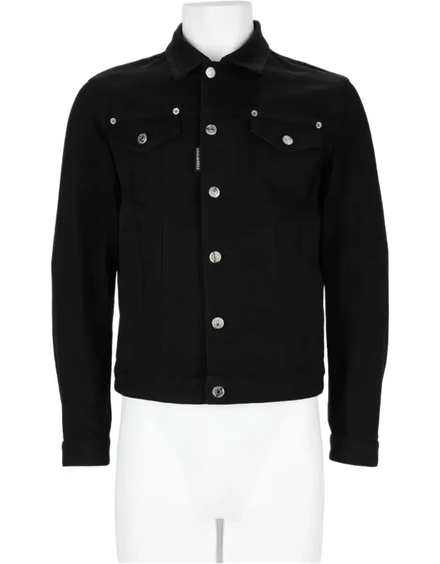 Cropped Denim Jacket With Silver-tone Hardware