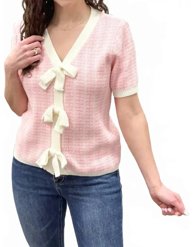 Rhonda Short Sleeve Bow Cardigan