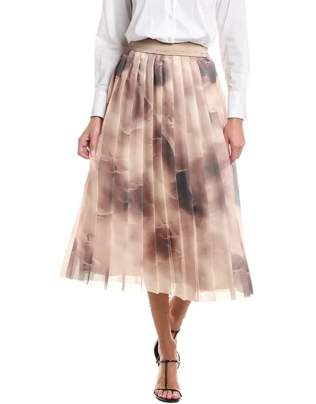 Pleated Silk Waist Skirt